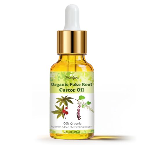 Organic Poke Root & Castor Oil - Mint Fragrance - Supports Cysts Boils Fibroids Swollen Lymph Nodes & Joint Health - Natural Lymphatic Aid for Deep Tissue Relief - 2.03oz
