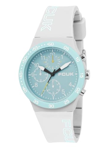Image of FCUK BEAT FW25 Unisex Analog Watch with White Case & Matt Blue Dial - FC184W