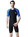 BIKMAN One-Piece Snorkeling Surfing Swim Suit Short Sleeves Plus Size Swimwear- Sun Protection (L(Weight:132lbs-143lbs), Blue)