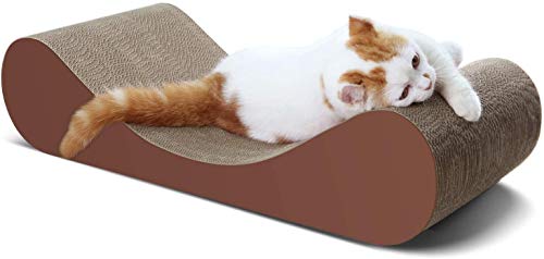 ScratchMe Cat Scratcher Cardboard Lounge Bed, Cat Scratching Post with Catnip, Durable Board Pads Prevents Furniture Damage