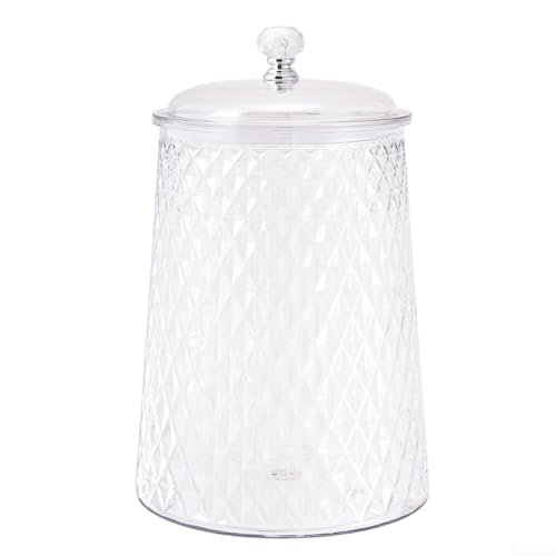 Tarro de vidrio hermético para alimentos secos como pasta, cereales y especias, con interior suave y exterior texturizado para un mejor agarre (5 L)