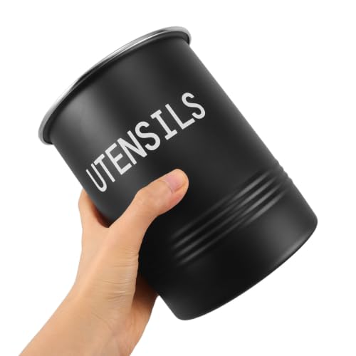 AKOOSY Matte Metal Utensil Holder Canister for Kitchen Tools Compact Space-saving Cooking Utensil Storage Crock Clean Flatware Organizer for Small Kitchens And Apartments