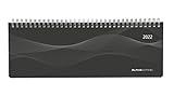  Tisch-Querkalender Profi schwarz 2022 - Büro-Planer 29,7x10,5 cm - Tisch-Kalender - 1 Woche 2 Seiten - Ringbindung - Alpha Edition