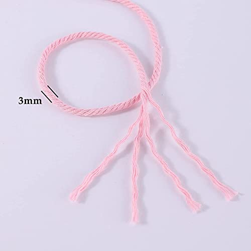 Image of ecofynd 50 Meters Baby Pink Colour Cotton Cord, Colour Dori for Wall Hanging Plant Hanging Craft Making, Natural Thread Rope for Handmade Plant Hanger (Cord-BPK)