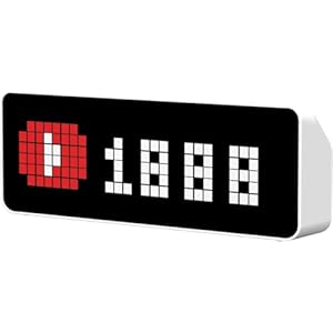 ULANZI TC001 Smart Pixel Clock – Social Media Counter – Digital Alarm Clock with Weather – Awtrix Simulator – Retro Pixel Art Scoreboard Pomodoro Clock Bedside Gaming Room & Office Decor, White