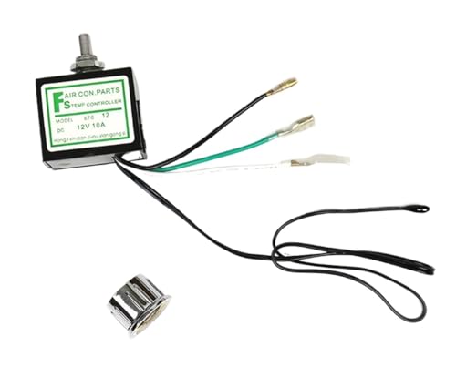 MNEVZX Termostatos del Motor Termostato montaj Termostato electrónico de Aire Acondicionado automotriz Negro Controlador de Temperatura Válvula de Control de Aire Acondicionado(12v)