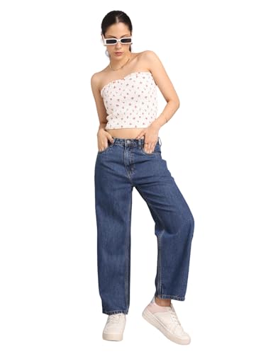 Image of INKD Women's Relaxed Fit Jeans - Mid-Rise | 100% Cotton | Jeans for Women (Available in Plus Sizes)
