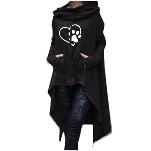 WZMYDBD Sweatjacke Damen Lang Hundepfoten Druck Hoodie Vintage Y2k Sweatshirt mit Kapuze Halloween Mode Outfits Lustiger Harajuku Kapuzenpullover Freizeit Fashion Streetwear Locker Langarm Tops