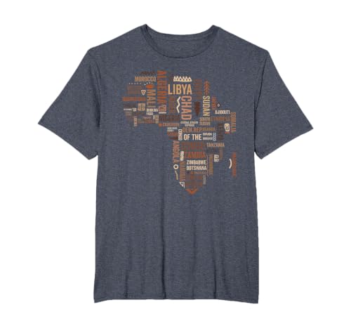 Africa Map Countries Black History Pride African American T-Shirt, Men's Big and Tall, Heather Blue, 3X Tall