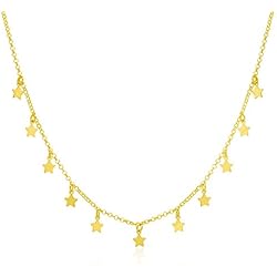 Tipos De Gargantillas De Oro WANDA PLATA Collar Gargantilla Estrellitas Pequeñas para Chica Joven, Mujer Plata de Ley 925 con Baño de Oro, Joya Estrellas Doradas en Caja de Regalo