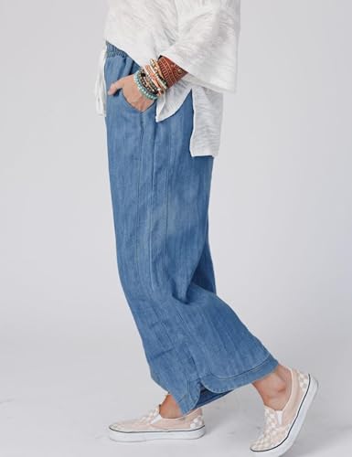 Athlisan Women Baggy Wide Leg Jeans Casual High Rise Elastic Waist Denim Pants with Pockets2