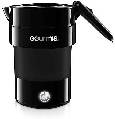 Gourmia GK338B Electric Collapsible Travel Kettle - Foldable & Portable - Fast Boil - Water Boiler For Coffee, Tea & More - Food Grade Silicone - Boil Dry Protection -1 Qt - 4 Cup