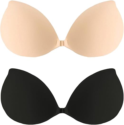 zaswi Stick on Bra Backless Invisible Sticky Bra Push up Strapless Women's Adhesive Bras Ladies Backless Strapless Bras Large Breasts Push up Sticky for Backless Dresses, Wedding, Party Nude-picture-18