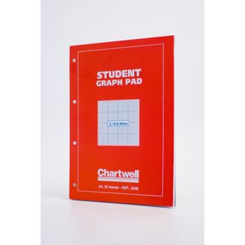 Lot de 10 Bloc de 50 feuilles de papier millimétré Chartwell A4 70 g/m², réglure 2, 10, 20 mm