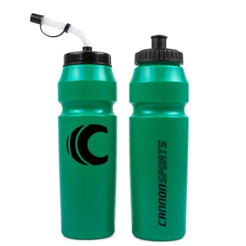 Image of Cannon Sports 1 Liter Sports Water Bottle, BPA-Free, 34 Oz Capacity, Large Mouth, 2 lids (Straw and Squeeze), Great For Helmet Sports Such As Hockey, Lacrosse, Football, Boxing (Green)
