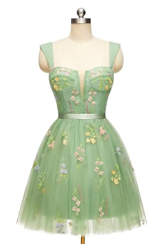 Glitter Tulle Off Shoulder Homecoming Dress for Teens Flower Embroidery Beaded Short Party Gowns3