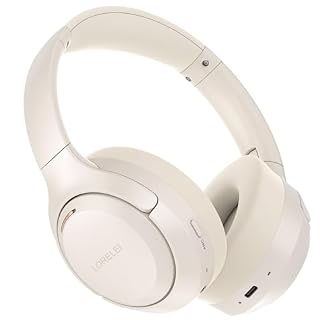 LORELEI QC60 Hybrid Active Noise Cancenlling Headphones,Wireless Over Ear Bluetooth Headsets with mic,100H Playtime ,3 EQ Mode Deep Bass, Memory Earmuffs,for Travel Home Office(Beige White) - Les Beatles, Paul McCartney, John Lennon, RIngo Starr, George Harrison