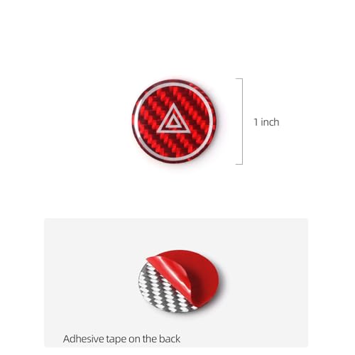 Image of BETTERHUMZ Car Interior Carbon Fiber Sticker Compatible with Tesla Model 3 Highland 2024 2026 Model Y Juniper 2025 Roof Warning Button Trim Reading Light Cover Accessories (Red)