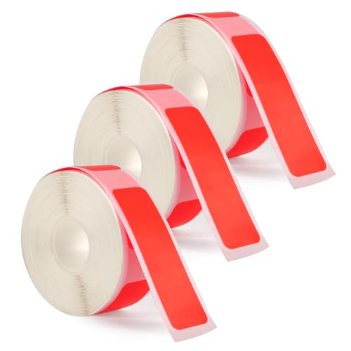 3 Rollos Cinta de Etiquetas para Phomemo D30, Impresora de Etiquetas 12mm x 40mm Papel Térmico Pegatinas Autoadhesiva Etiquetas Térmicas Reemplazo para el Hogar Oficina Escuela (Rojo)