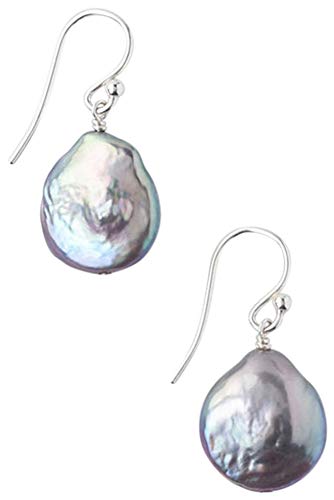Chan Luu Peacock Grey Freshwater Cultured Keshi Pearl Drop Sterling Earrings #TOP2