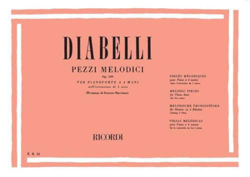  Pezzi Melodici Op. 149 Diabelli - Spartito Pianoforte a 4 Mani  Livello Principiante per Studenti e Insegnanti  Metodo Duetto Facile Tecnica Lettura Coordinazione Pratica Pianoforte Didattico