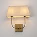 JIMUBEAM Vintage 2-Lights Wall Sconces with Linen Fabric Lampshade, Double Head Bathroom Vanity Lights Fixture in Antique Brass, Indoor Wall Lamps for Bedroom Living Room Hallway Stairway