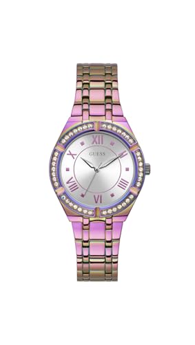 Guess Montre en Silicone Bleu + Or Rose, Irisé/Irisé/Argent, Classique