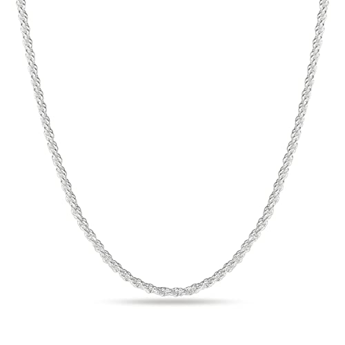 OCHCOH 925 Sterling Silver Clasp 2/2.5/3/4/5mm Rope Chain Necklace for Men Women Diamond Cut Silver Chain Necklace for Men 16-30 Inch