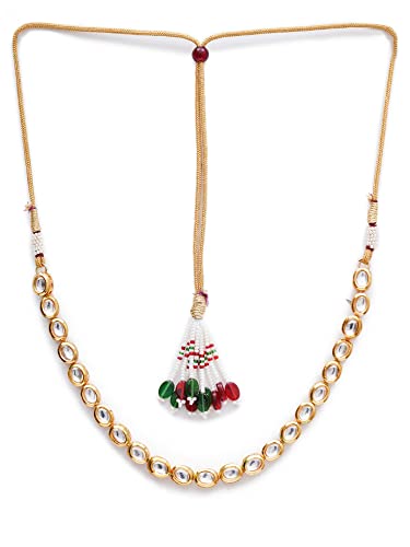 Karatcart Gold Plated Oval Shaped Polki Kundan Necklace Set for Women - Image 6