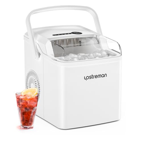 Upstreman Y90 Countertop Ice Maker, Self-Cleaning, Portable Ice Machine, 26Lbs/24 Hours, 9 Ice Cubes Maker Machine, Portable Bullet Ice Maker for Kitchen, Home, Bar, Office, White