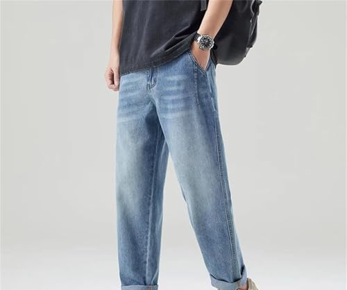 Mens Jeans Summer Tapered Loose Straight Slim Fit Casual Pants Wide-Leg Fashionable Denim Trousers2