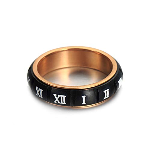 Image of PAURO Roman Numerals Spin Worry Ring | Unisex Stainless Steel, Roman Numerals Spin Worry Ring for Anxiety