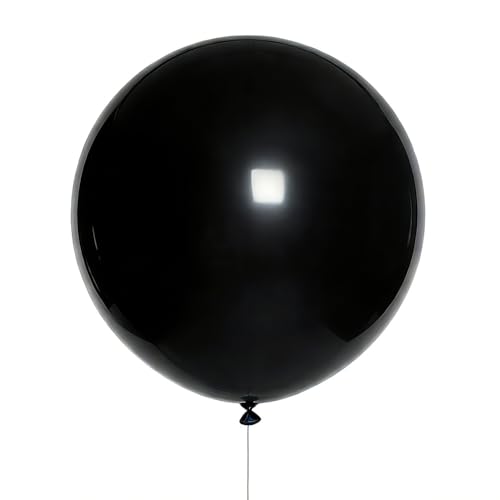 Image of Black Balloons Party Decorations 10 Pack 36 inch Round Halloween Latex Balloons for Black Themed Wedding Graduation Anniversary Birthday Party Backdrop Decorations