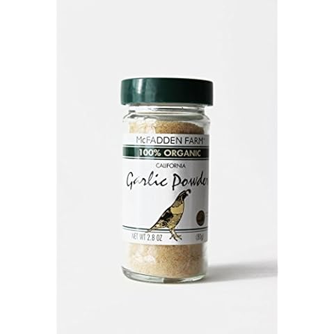 McFadden Farm Organic Garlic Powder, Grown and packed in the U.S.A., 2.8 oz. glass jar Cover