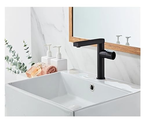 Mitigeur de lavabo noir et or haut robinet salle de bain grand bassin moderne