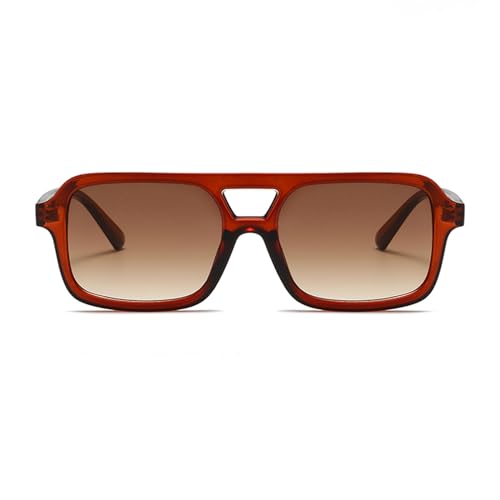 LJCZKA 70s Retro Square Sunglasses for Women Men Trendy Vintage Rectangle Shades Classic Double Bridge Sun Glasses2