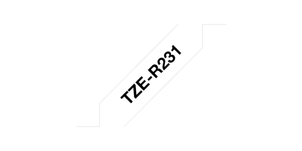 Nastro Laminato Brother TZES231 12mm - Nero Su Bianco 8 Metri Per Etichette Resistente
