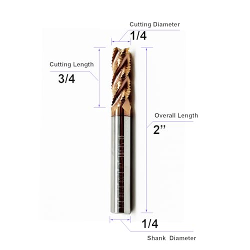 Image of 1Pcs 1 /4 inch Roughing End Mill Set, 4-Flute Carbide Router Bits, 1 /4 inch Shank, 3 /4 inch Cutting Length, HRC45 for Alloy Steel & Hardened Steel - Precision CNC Tools