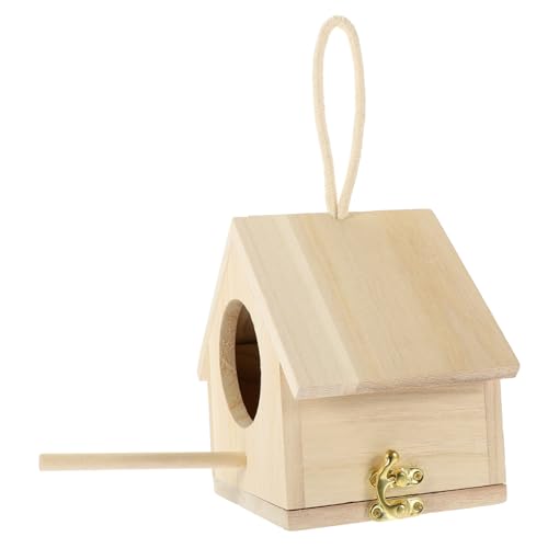 BESPORTBLE Décoration D'intérieur Nichoir en Bois À Carreaux Décoration Suspendue Taille S Cabane en Rondins Conique en Bois Ornement