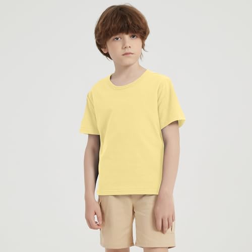 Image of 5 Pack Kids T-Shirt Cotton Tee Shirts for Boys and Girls Toddler Tops | Soft cotton tee for unisex, crew neck, mix with shorts and jeans, basic for everyday wear,suitable for 2-14years