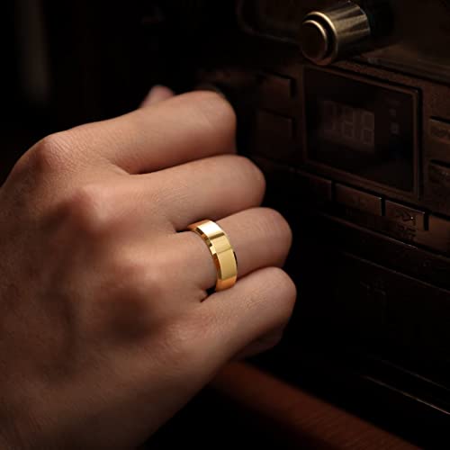 Image of King Will Tungsten Carbide Wedding Band for Men Women-4 /6 /8mm Width 14K Gold Plated Tungsten Wedding Ring Matte Brushed & High Polished Style Comfort Fit Wedding Band Size 6-14