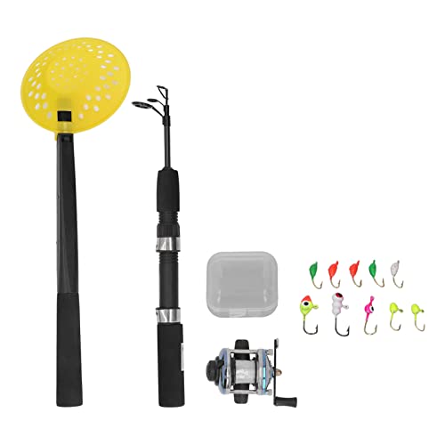 Ice Fishing Rod Set,Ice Fishing Reel (Including Fishing Line),10Pcs Ice Fishing Hook Ice Fishing Hook Storage Box,Ice Spoon Inclued,Sea Fishing Tackle Accessories