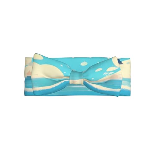 Beach cartoon Picture Baby Bow Headband - Super Stretchy Soft Bows Hair Accessories for Newborn Infant Toddlers Kids Girls - Elastic and Skin-Friendly