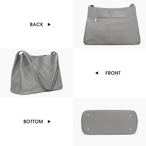 Image of Kattee Leather Tote Purse for Women, Casual Hobo Shoulder Bag | Roomy tote purse with a magnetic snap closure for work, shopping, and daily use.