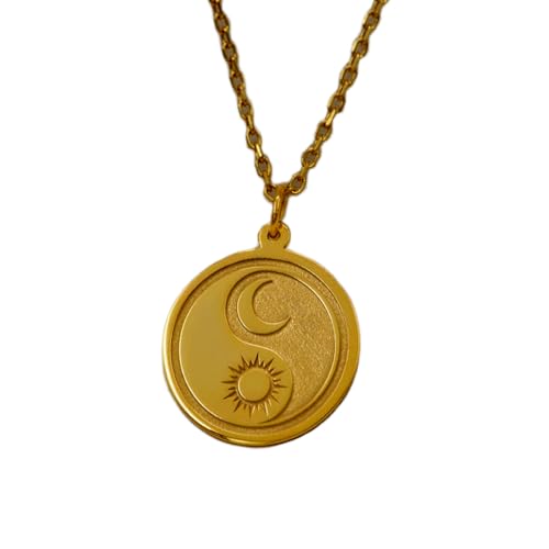 Collier Yin Yang Argent 925 pendentif soleil lune 22 mm LKBEADS