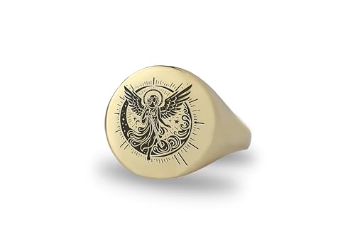 Bague signet ange gravé, le bijou spirituel personnalisé chargé d'émotion