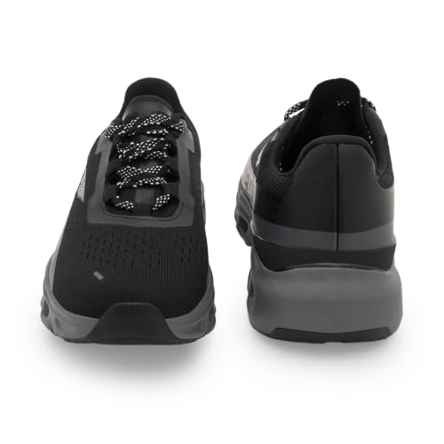 Image of Red Tape Men's Sneakers Black Grey Knitted Textile Round Lace-Up