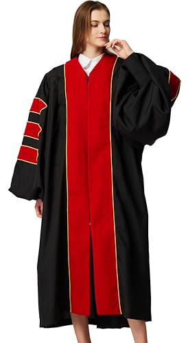 Image of MyGradDay Unisex Deluxe Graduation Doctorate Robe with Gold Piping Available for Customization