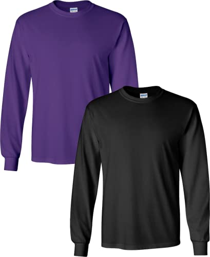 T-shirt manches longues en coton premium Gildan G2400 XL violet noir