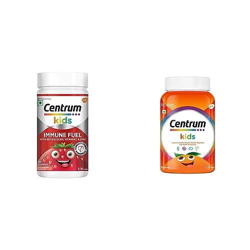 Centrum Kids Immune Fuel – 30 Gummies | Betaglucan (100% Veg) & Centrum Kids, Multivitamin with Probiotics, Vitamin C & 11 other nutrients(Veg)- 30 Gummies